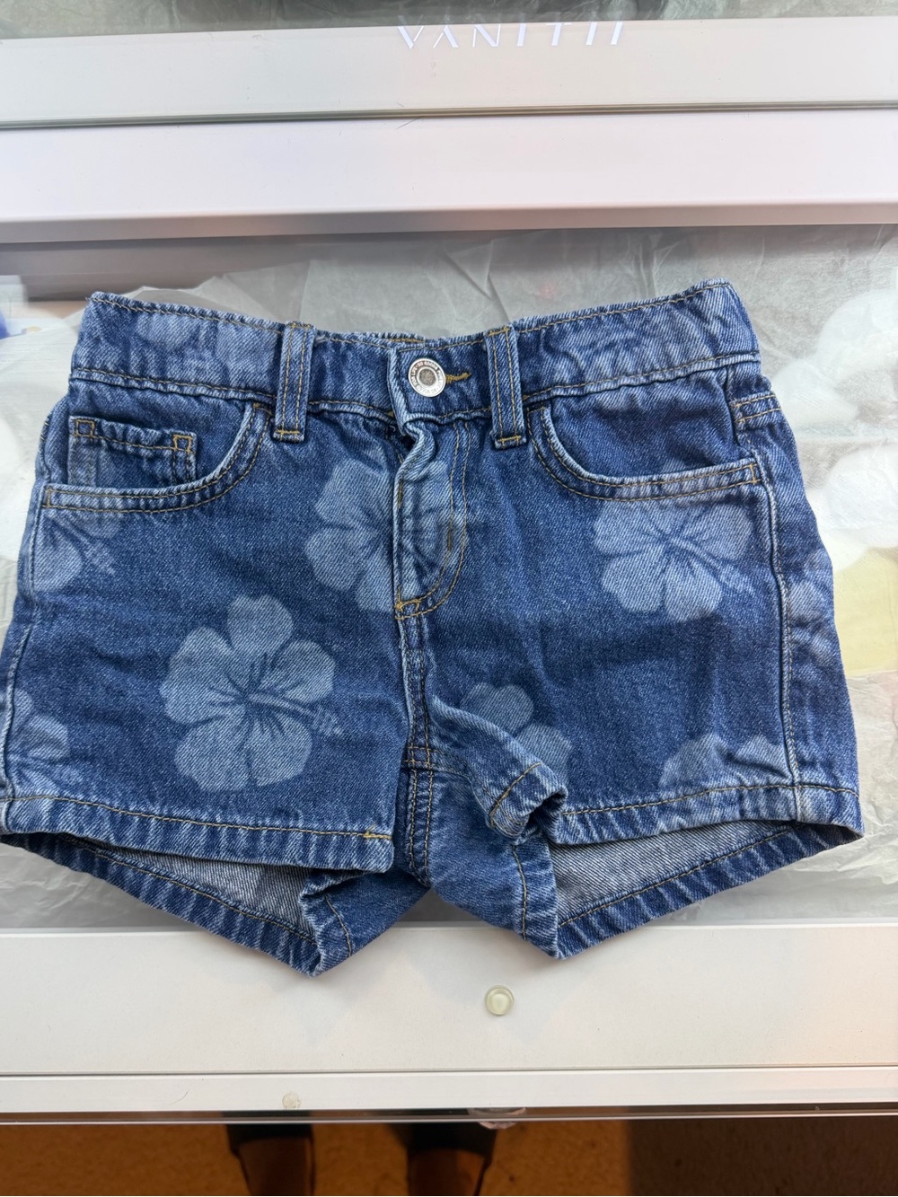 SO Blue Floral Denim Shorts